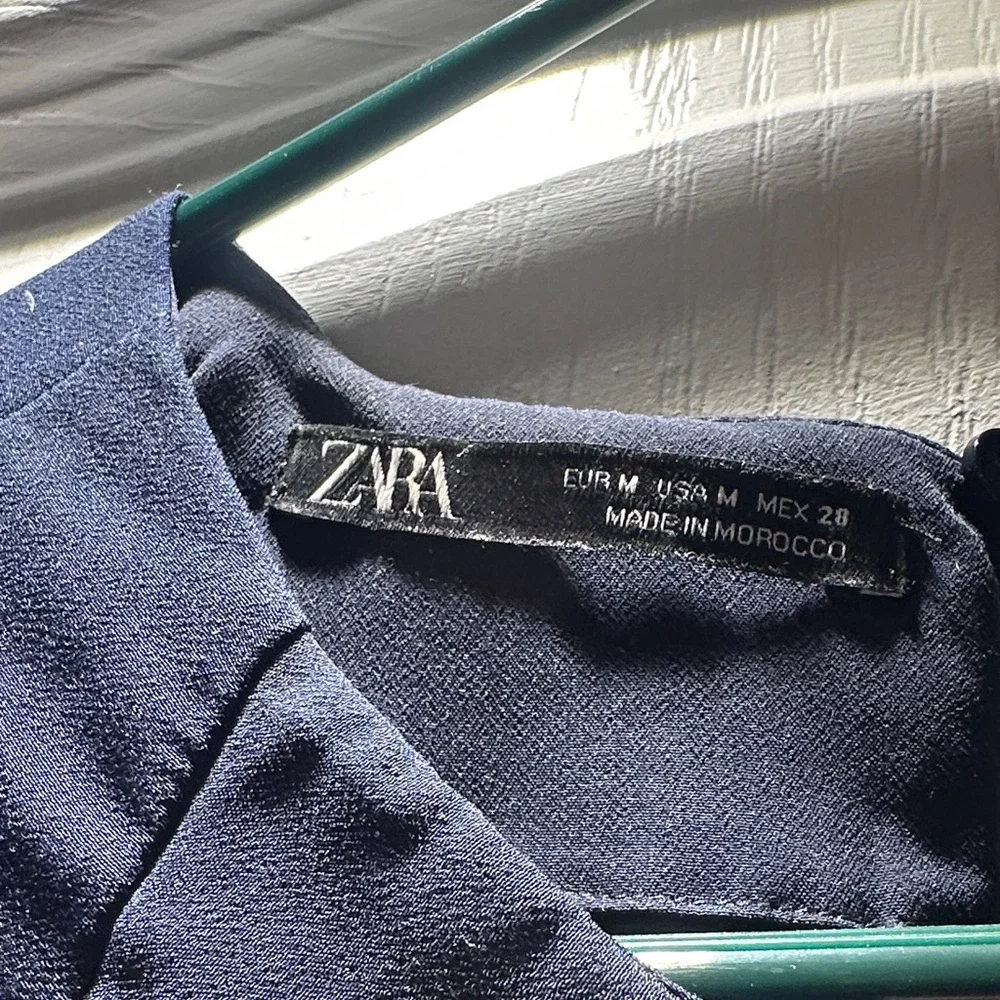 Zara Dark Navy Textured Shift Dress - Picture 2 of 2